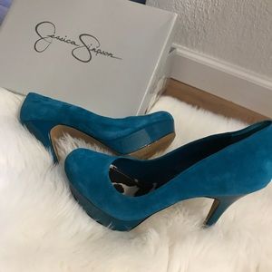 Jessica Simpson Emerald (Teel) Heels 8.5 KidSuede